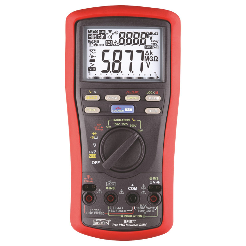BM877 Multimetr TRMS VFD rezystancja izol. 50-1000V Earth Cont, PI,DAR Brymen