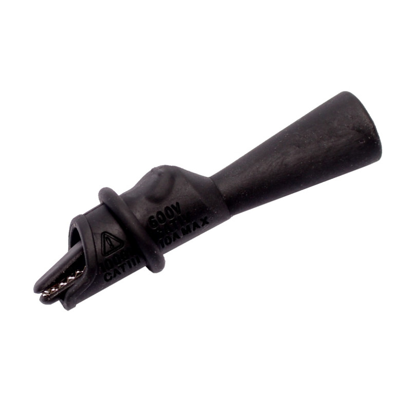 Krokodylek bezp. gn. 2mm KK1A-0040-BK CAT IV 600V, 10A czarny
