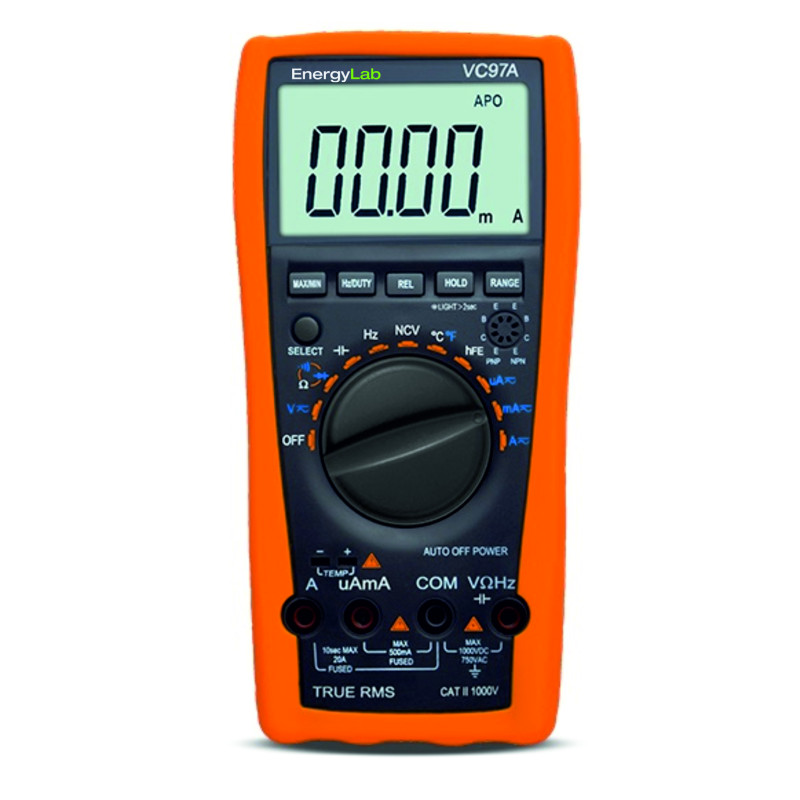 VC97A Multimetr TRMS LCD 4000max NCV, MAX/MIN/HOLD, Temp, hFE