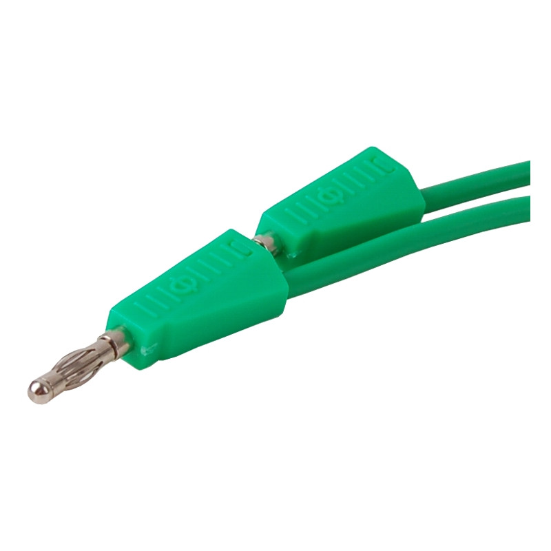 PPS110-GN Przewód pom. 2x wtyk banan 4mm, 1m, 20A zielony