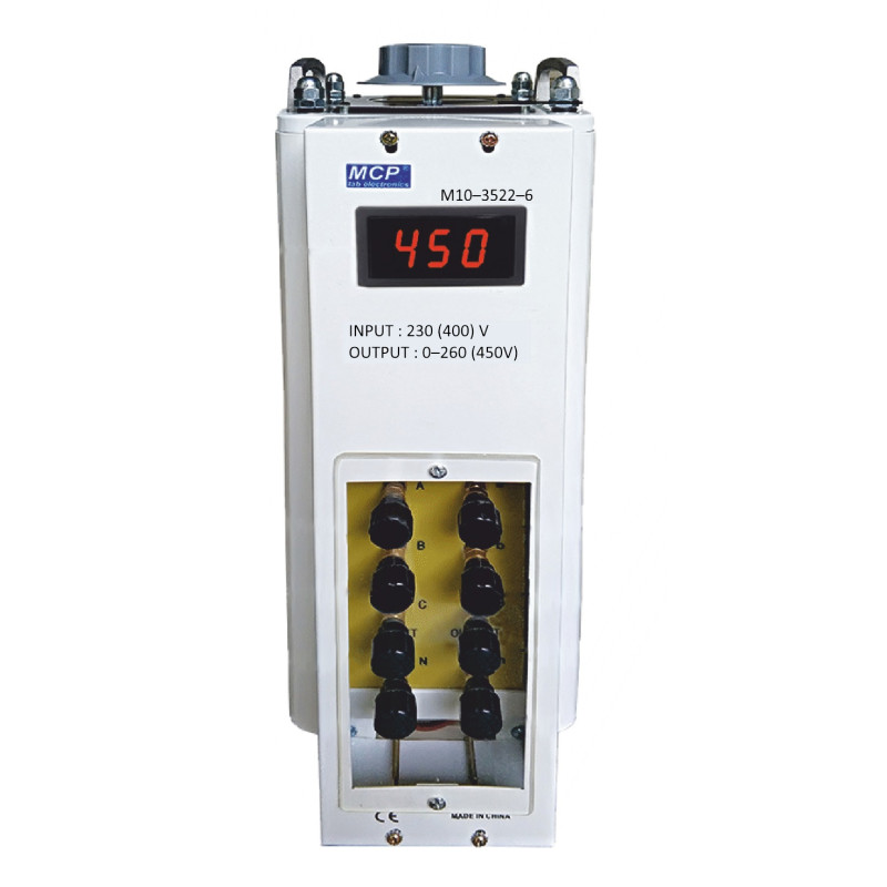Autotransformator reg.  M10-3522LED-06 450V/8A 6000VA (3x2000VA) trójfazowy MCP