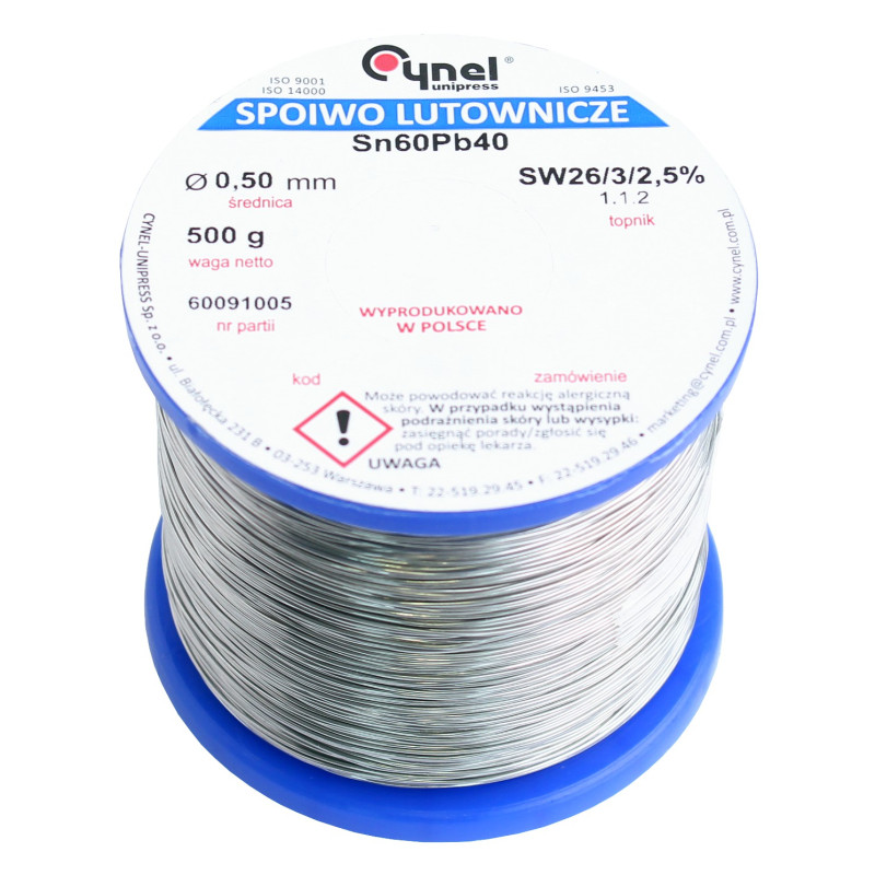 Cyna-spoiwo LC60 0.50/0.5 Sn60Pb40 0.5mm/0,5kg Cynel