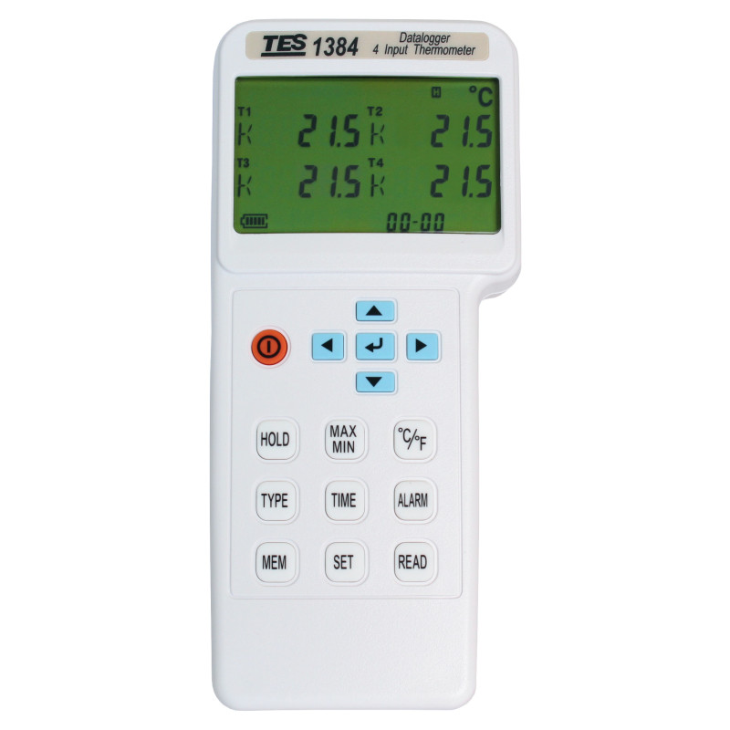 TES1384 Termometr z rejestracją 4 kanały kl. 0,05% typ K, USB