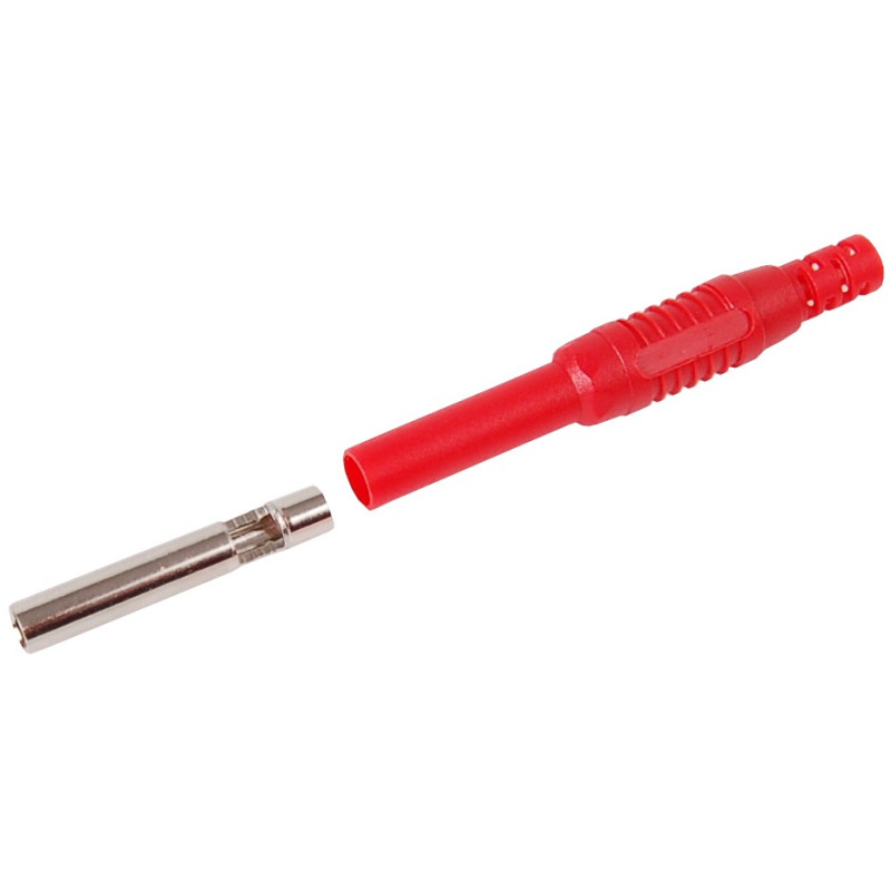 Gniazdo bezp. 4mm na przewód GP505-R 19A CAT II 600V czerwony