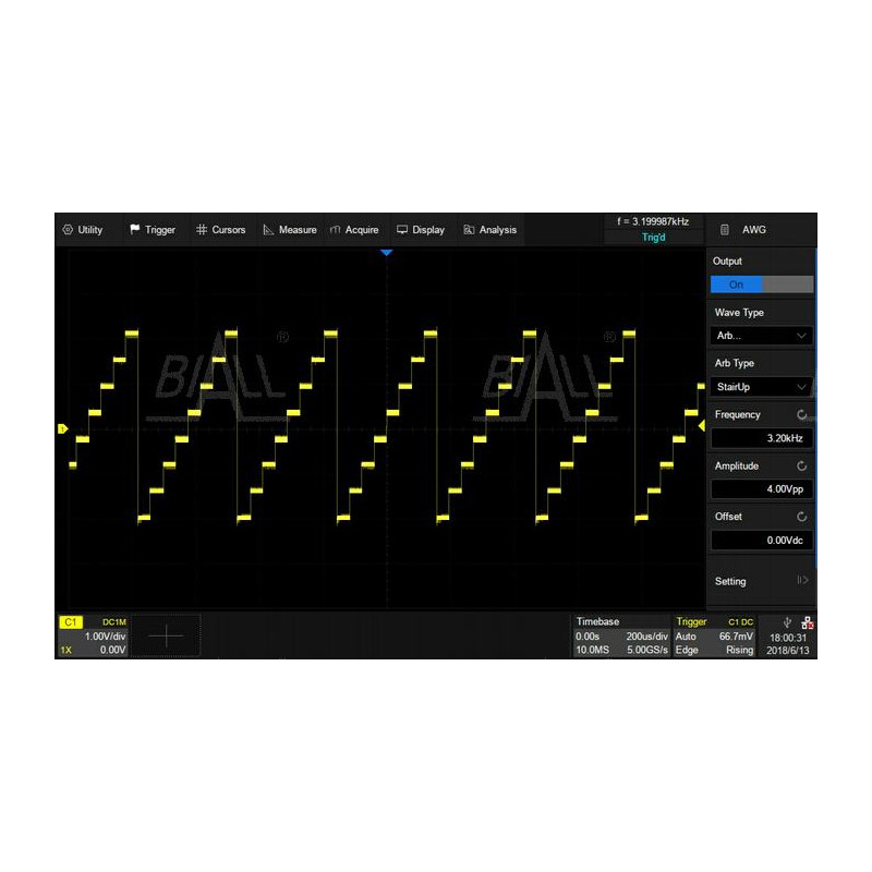 SDS-5000X-FG funkcja USB 25MHz generator przebiegów arbitralnych (oprogramowanie)